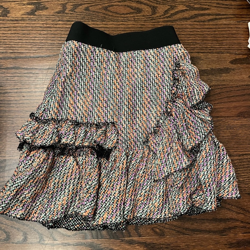 MADE IN ITALY GIRLS TWEED SKIRT WITH LACE DETAILING